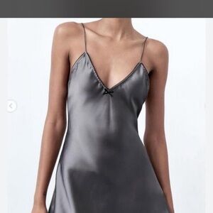 Zara Charcoal Satin Mini Dress